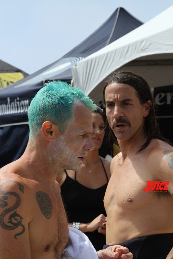 What's on the other side of Flea's face?