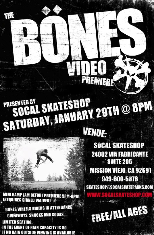So Cal Skateshop Premieres the Bones Wheels Video