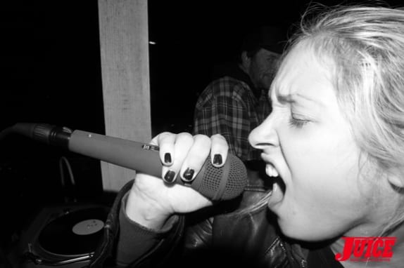 Rosie on the punk rock karaoke