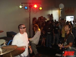 Tony Alva's new band, G.F.P., rippng up the stage.