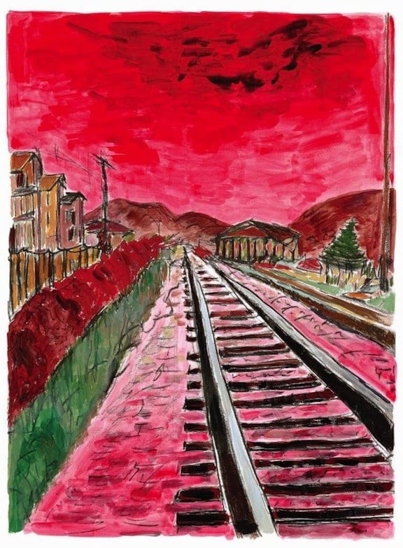 © Bob Dylan. Train Tracks, 2014. 28 x 36 in.
