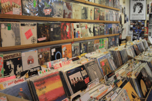 Stacked wall to wall vinyl.