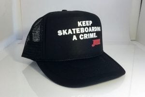 Juice Magazine Keep Skateboarding A Crime Trucker Hat Black