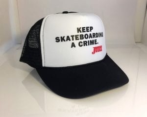 Juice Magazine Keep Skateboarding A Crime Trucker Hat White