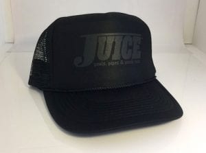 Juice Magazine Pools Pipes and Punk Rock Trucker Hat Stealth Black with Black Logo