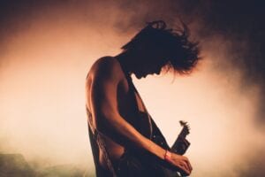 Guitar player in smoke