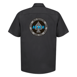 JUICE 30 YEAR ICE BLUE ACES SEAL MEDALLION WORK SHIRT BLACK