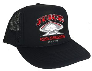 JUICE POOL SERVICE RED TRUCKER HAT BLACK