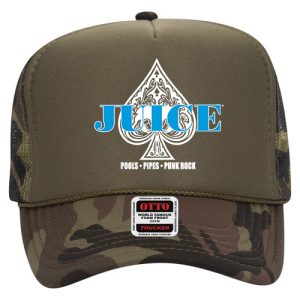Juice Aces Blue And White Logo Trucker Hat Camo Green