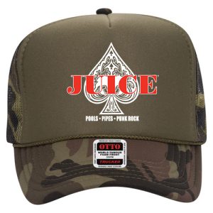 Juice Aces Red And White Logo Trucker Hat Camo Green