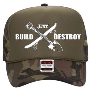 Juice Build X Destroy White Logo Trucker Hat Camo Green