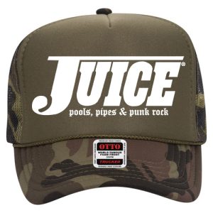 Juice White Pools Pipes And Punk Rock Trucker Hat Camo Green