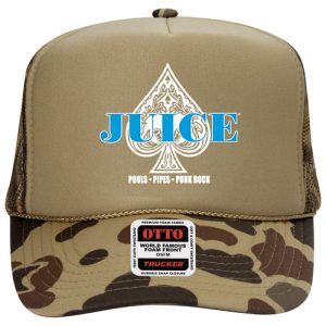 Juice Aces Blue And White Logo Trucker Hat Camo Brown