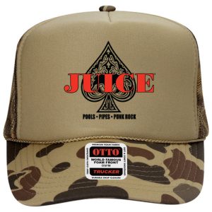Juice Aces Red And Black Logo Trucker Hat Camo Brown