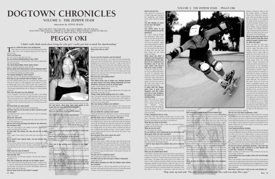DOGTOWN CHRONICLES: PEGGY OKI photos by Jason Everts